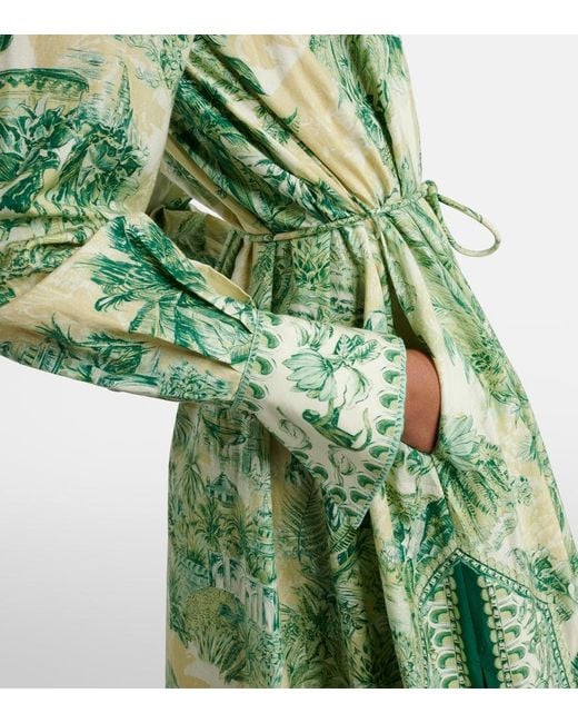 ALÉMAIS Green Sara Printed Cotton And Silk Shirt Dress