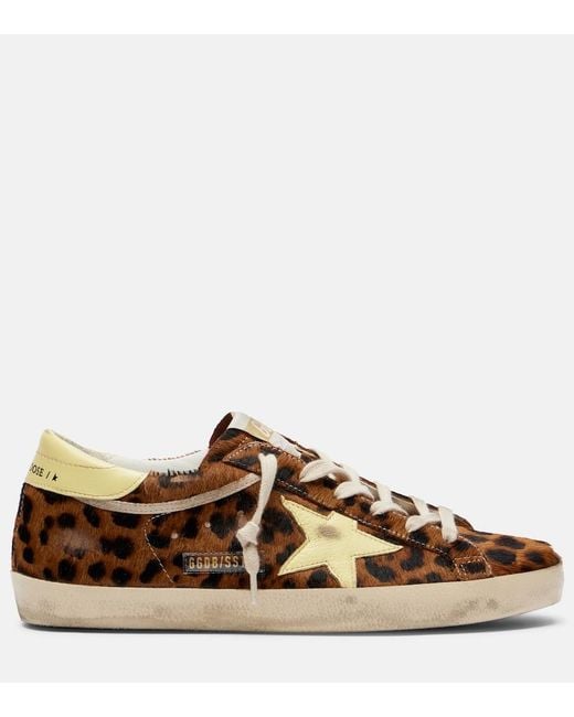 Golden Goose Deluxe Brand Brown Super-Star Leopard-Print Calf Hair Sneakers