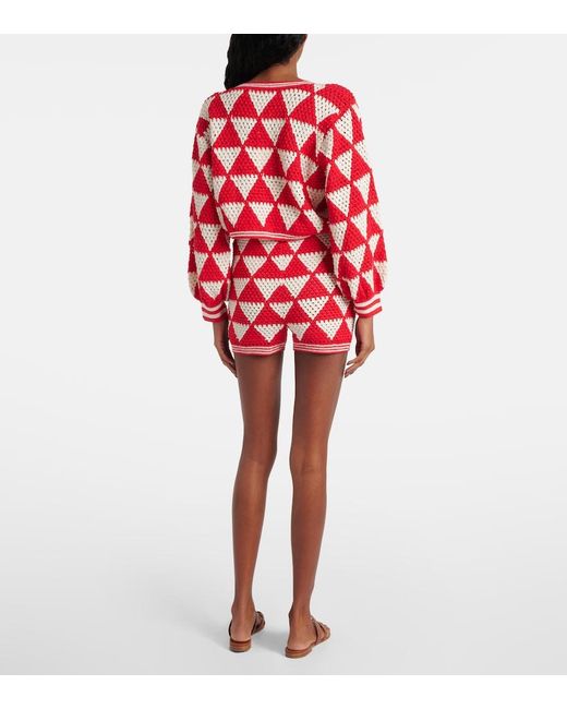 Anna Kosturova Red Maija Crochet Cotton Cardigan