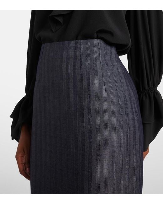 Etro Blue Wool-Blend Pencil Skirt