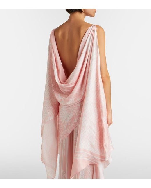 Balmain Pink Printed Asymmetric Top