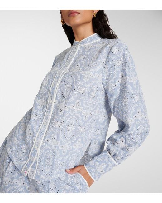 Veronica Beard Blue Thorp Cotton Blouse