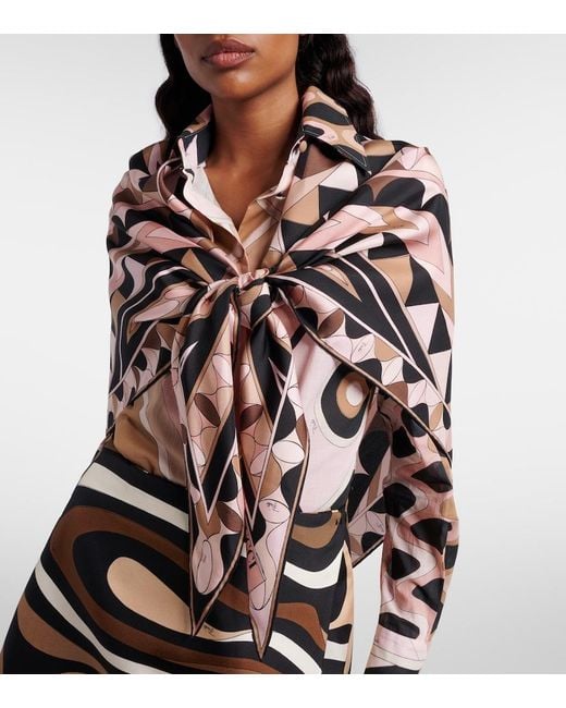 Emilio Pucci Brown Manuba Silk Twill Scarf