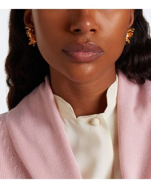 Oscar de la Renta Metallic Chrysanthemum Faux-Pearl Stud Earrings