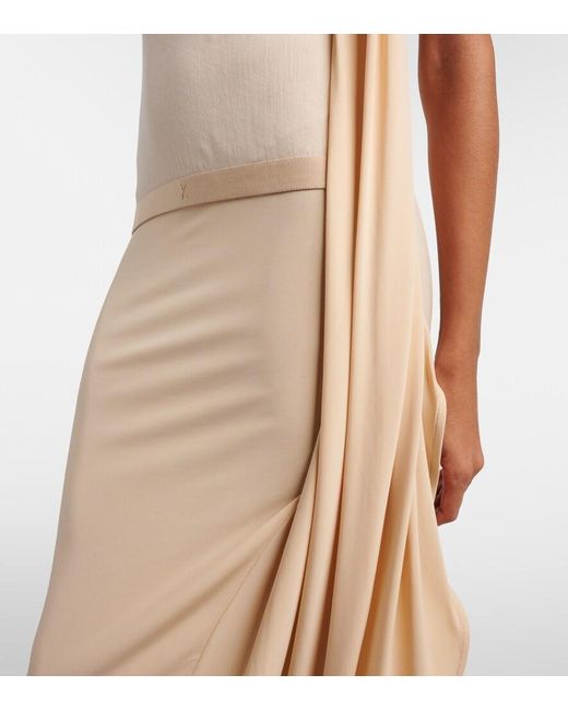 Jean Paul Gaultier Natural Lace-Trimmed Semi-Sheer Midi Dress
