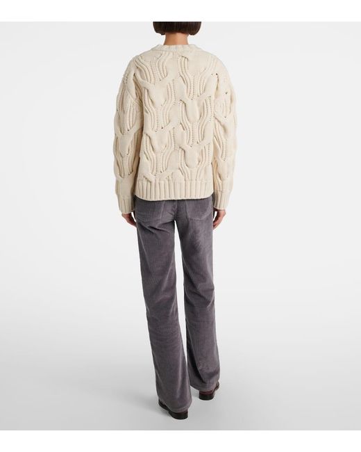 Bottega Veneta Natural Cable-Knit Wool Cardigan