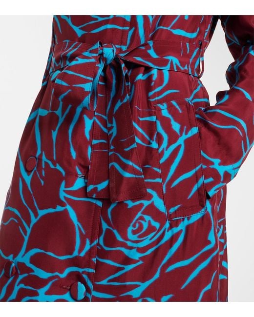 Dries Van Noten Blue Printed Twill Coat