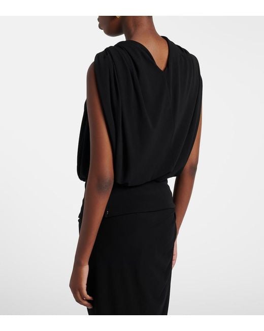 Sportmax Black Draped Crepe Top