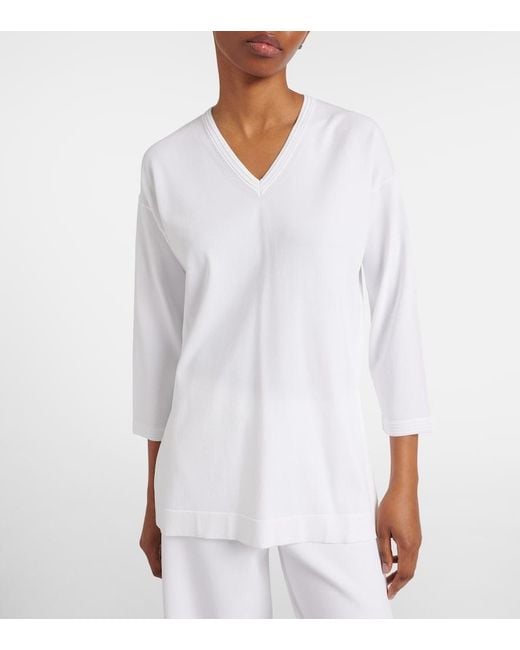 Max Mara White Embroidered Top