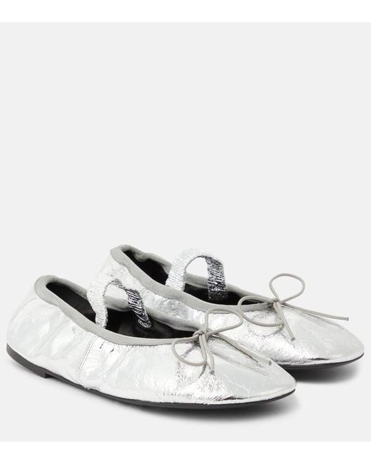 Proenza Schouler White Metallic Leather Ballet Flats