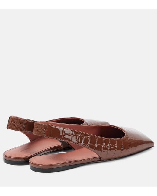 AMINA MUADDI Brown Ane Patent Leather Slingback Flats