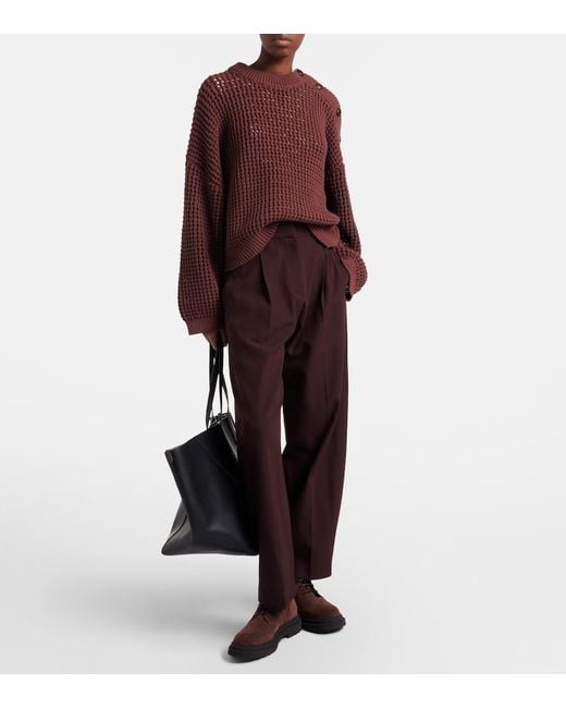 Brunello Cucinelli Purple Cotton-Blend Sweater