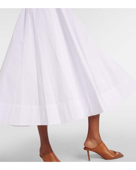 Staud White Teresa Cotton Midi Dress