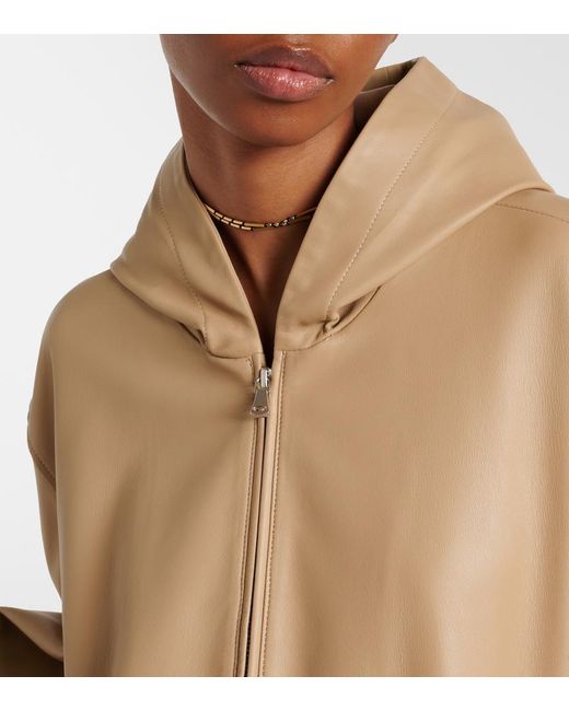 Nour Hammour Natural Leo Leather Zip-Up Hoodie