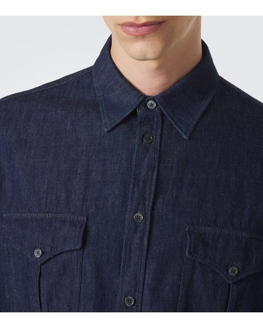 Jil Sander Blue Cotton Chambray Shirt for men