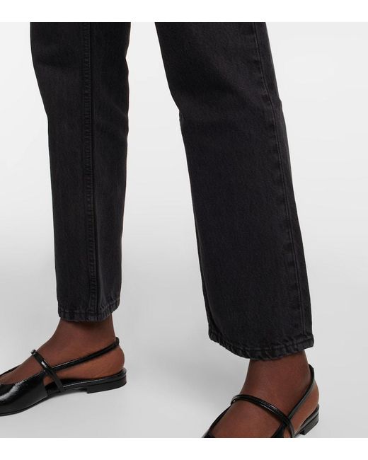 Re/done Black Low-Rise Straight Jeans 70S