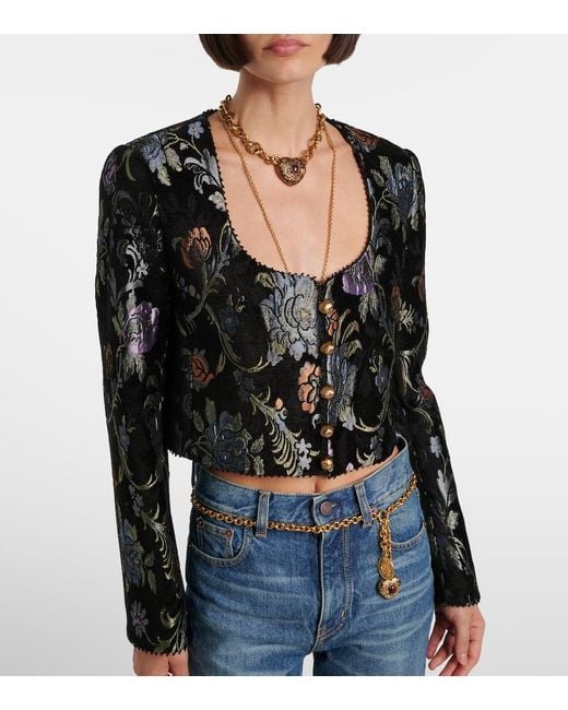 Chloé Black Cropped Embroidered Jacket