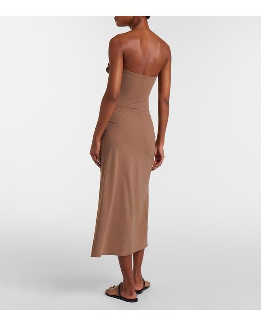 Karla Colletto Brown Tess Floral-Applique Beach Cover-Up