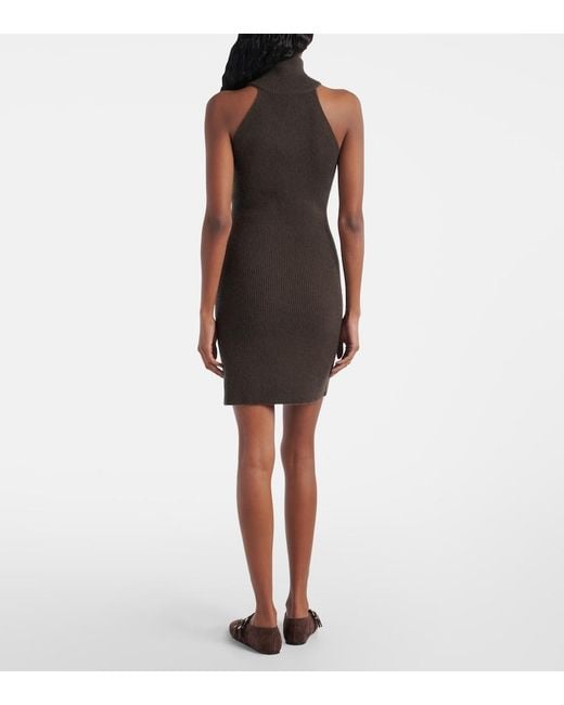 Lisa Yang Brown Lisa Cashmere Turtleneck Minidress