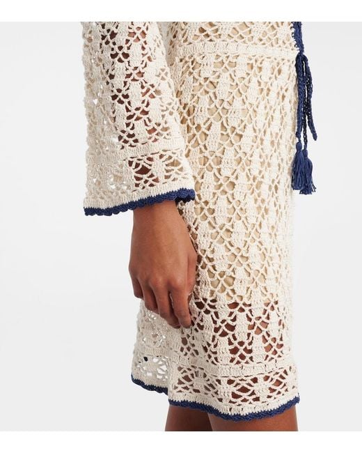 Anna Kosturova Natural Bianca Crochet Cotton Minidress