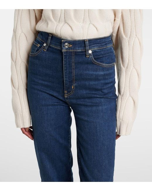 FRAME Blue Le Sleek High-Rise Straight Jeans