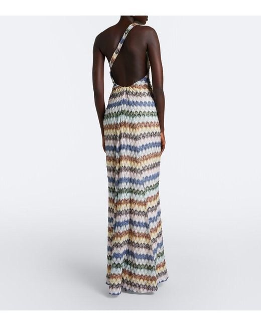 Missoni White One-Shoulder Lame Gown