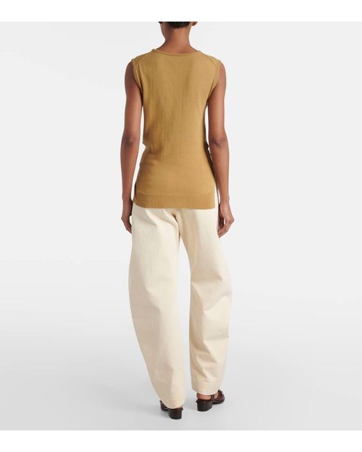 Lemaire Yellow Knitted Tie-Detail Cotton Top