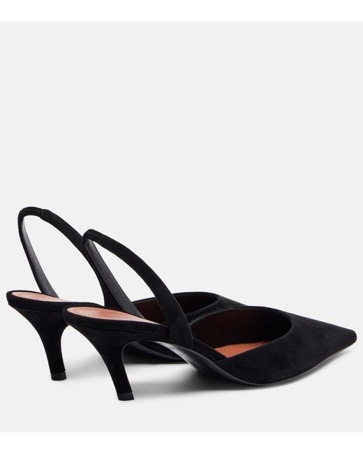 AMINA MUADDI Black Sofia 60 Suede Slingback Pumps