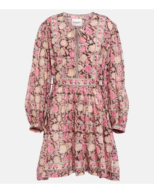 Isabel Marant Red Gilinesia Floral-Print Cotton Minidress