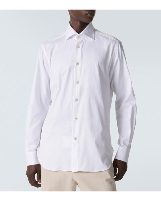 Kiton White Cotton Poplin Shirt for men