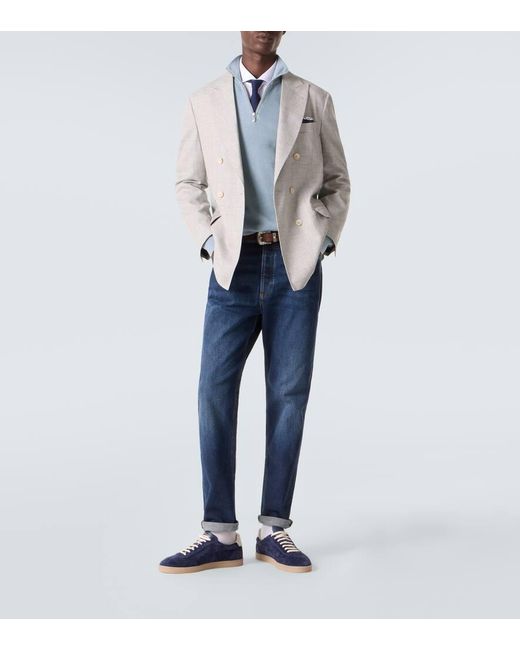 Brunello Cucinelli Pullover Aus Rippstrick in Blue für Herren