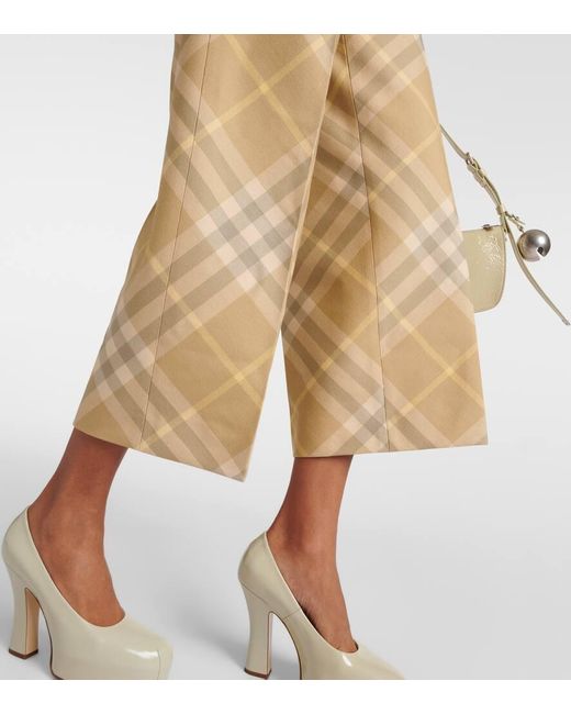 Burberry Natural Weite Hose Check aus Wolle