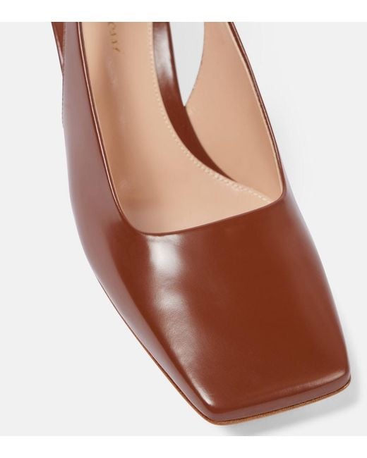Gianvito Rossi Brown 55 Patent Leather Slingback Pumps