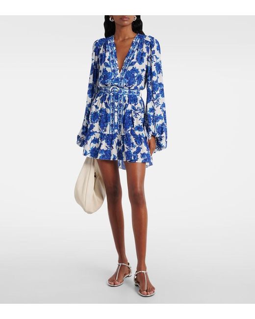 Alexandra Miro Blue Poppy Floral Beach Dress