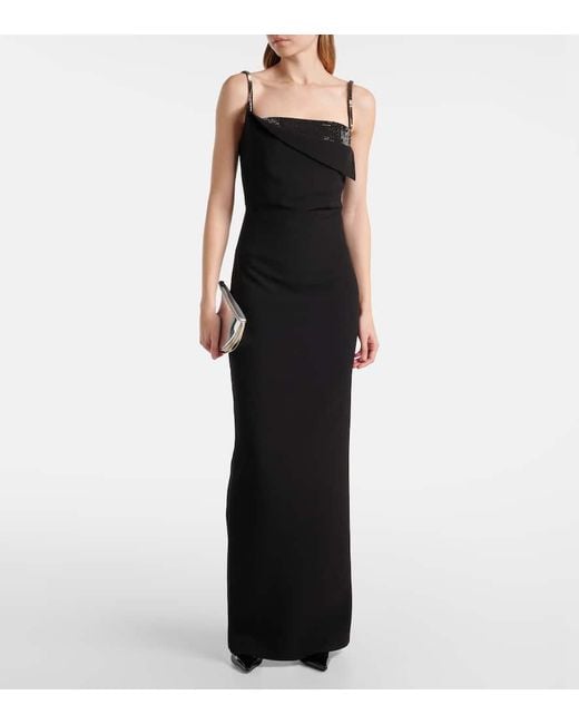 Roland Mouret Black Verzierte Robe Aus Crepe