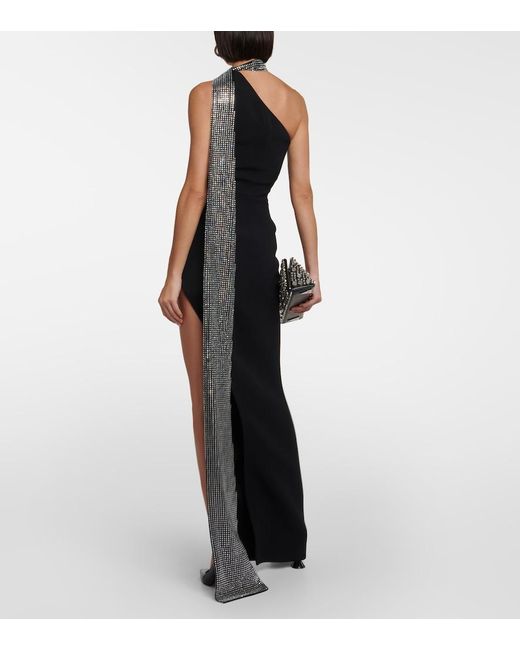 David Koma Blue Crystal-Embellished Scarf Gown