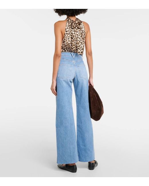 Veronica Beard Blue Taylor High-Rise Wide-Leg Jeans