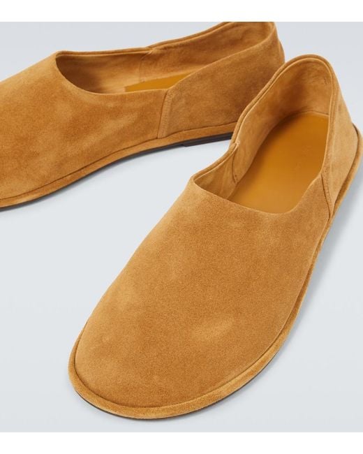 The Row Brown Canal Suede Slip-On Shoes for men