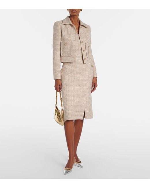 Elie Saab Natural Sequined Tweed Jacket