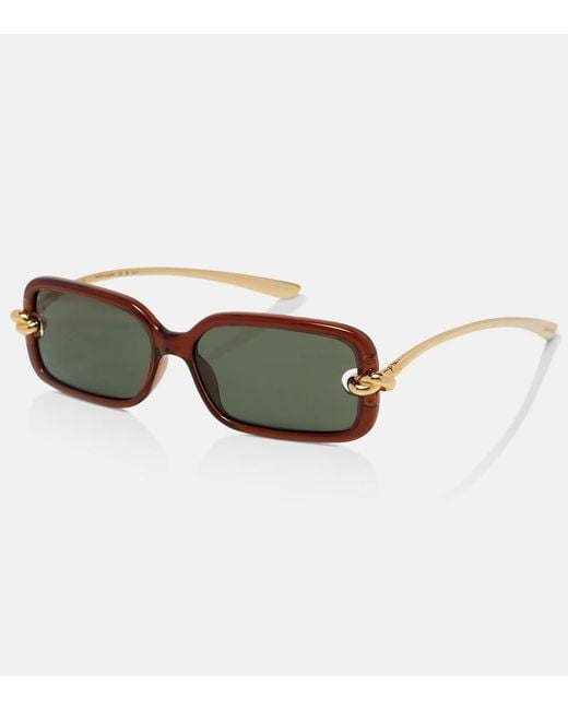 Bottega Veneta Brown Knot Rectangular Sunglasses