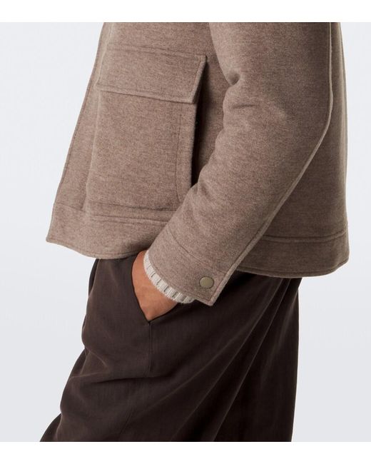 Canali Brown Shearling-Trimmed Wool And Cashmere Jacket for men