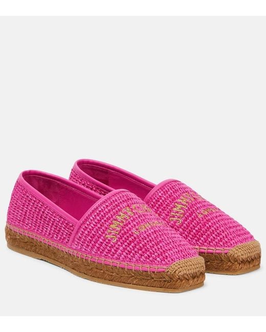 Jimmy Choo Pink Brie Raffia Espadrille