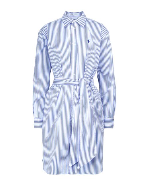 Robe chemisier mini a fines rayures Coton Polo Ralph Lauren en coloris Bleu  - 10 % de réduction | Lyst