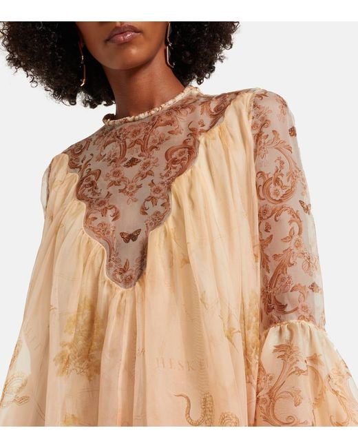 Zimmermann Natural Hypnotic Printed Silk Gown
