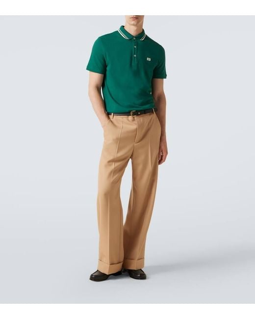 Valentino Green Vlogo Cotton Pique Polo Shirt for men