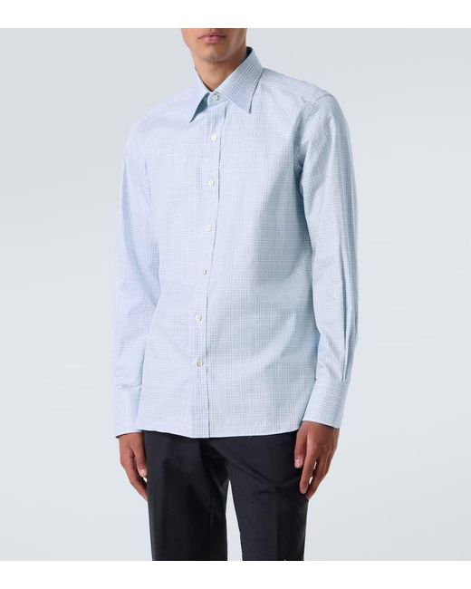 Camisa De Algodon A Cuadros Tom Ford de hombre de color Blue