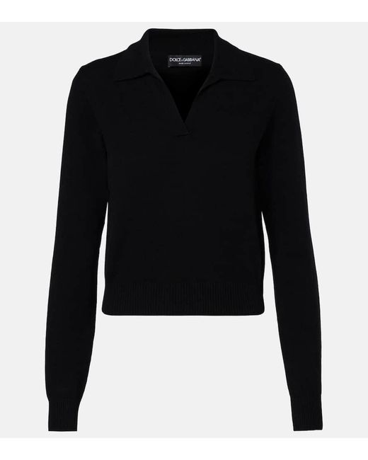 Dolce & Gabbana Black Polopullover Aus Kaschmir