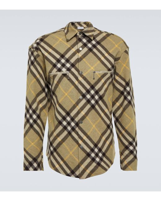 Burberry Metallic Check Wool-blend Shirt Jacket for men