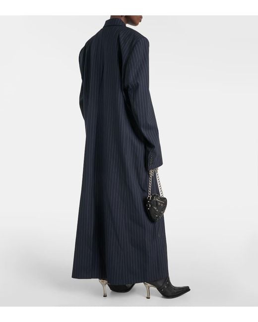 Cappotto gessato oversize in lana di Vetements in Blue