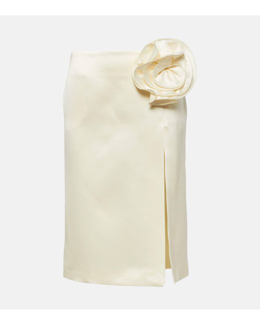 Magda Butrym White Floral-applique Silk And Wool Skirt